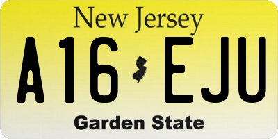 NJ license plate A16EJU