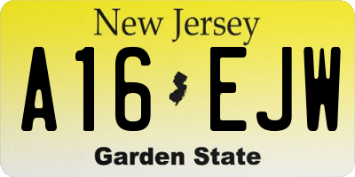 NJ license plate A16EJW