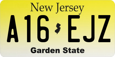 NJ license plate A16EJZ