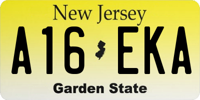 NJ license plate A16EKA
