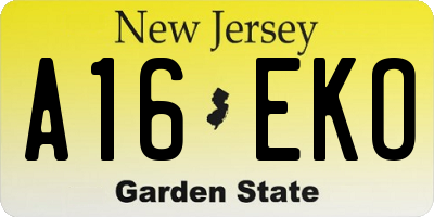 NJ license plate A16EKO