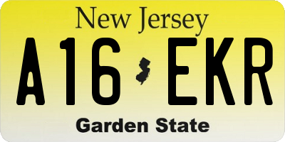 NJ license plate A16EKR