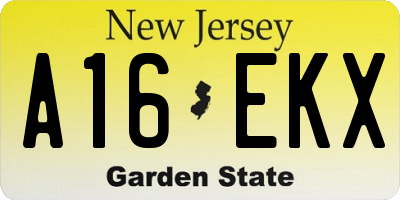 NJ license plate A16EKX
