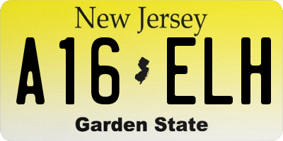 NJ license plate A16ELH