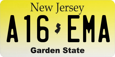 NJ license plate A16EMA