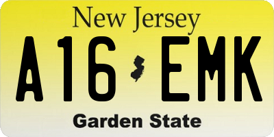 NJ license plate A16EMK