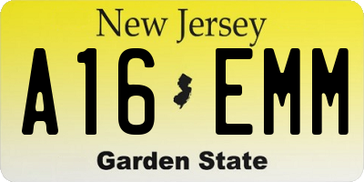 NJ license plate A16EMM