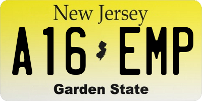 NJ license plate A16EMP