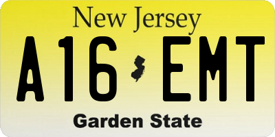 NJ license plate A16EMT
