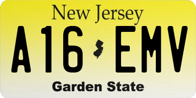 NJ license plate A16EMV