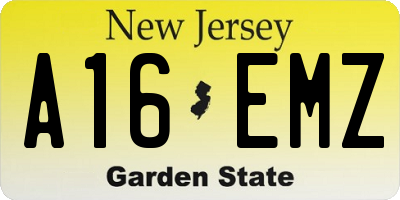 NJ license plate A16EMZ