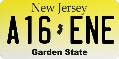 NJ license plate A16ENE