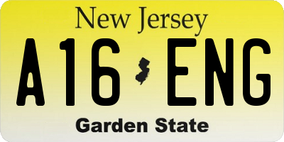 NJ license plate A16ENG