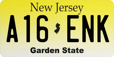 NJ license plate A16ENK