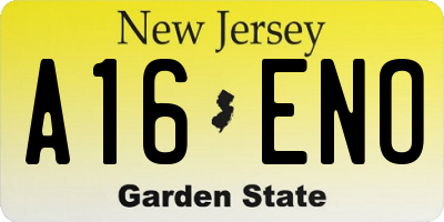 NJ license plate A16ENO