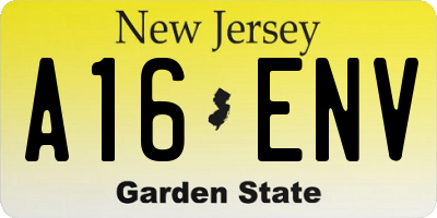 NJ license plate A16ENV