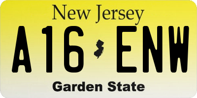 NJ license plate A16ENW