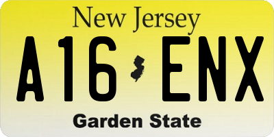 NJ license plate A16ENX
