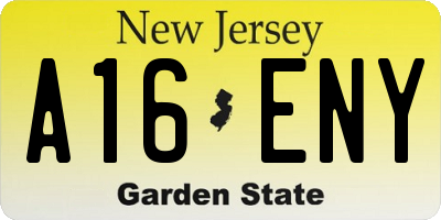 NJ license plate A16ENY