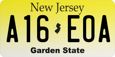 NJ license plate A16EOA