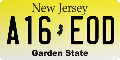 NJ license plate A16EOD