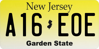 NJ license plate A16EOE
