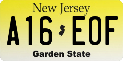 NJ license plate A16EOF