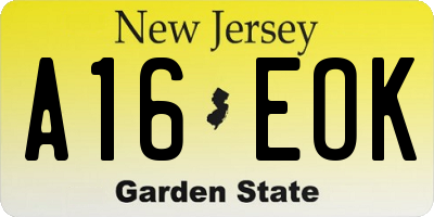 NJ license plate A16EOK