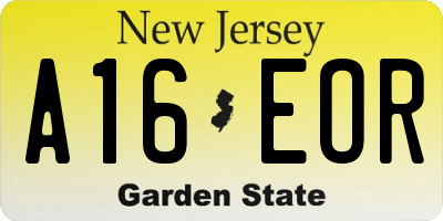 NJ license plate A16EOR
