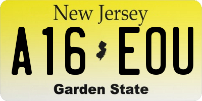 NJ license plate A16EOU