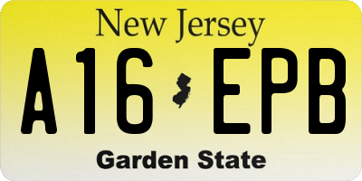 NJ license plate A16EPB