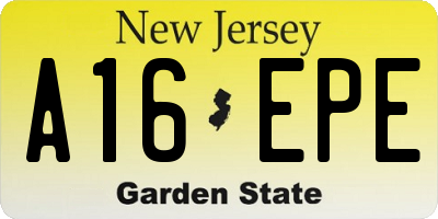 NJ license plate A16EPE