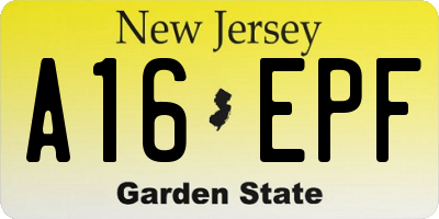 NJ license plate A16EPF
