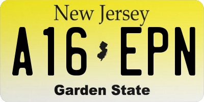 NJ license plate A16EPN