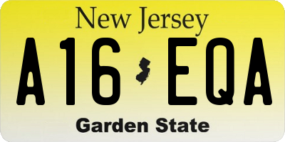 NJ license plate A16EQA