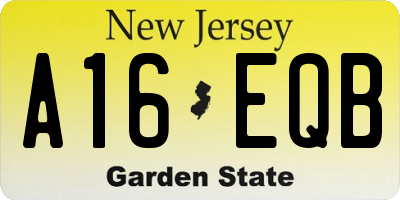 NJ license plate A16EQB