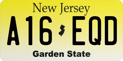 NJ license plate A16EQD