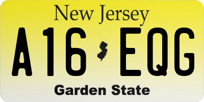NJ license plate A16EQG