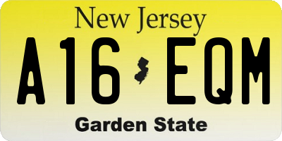 NJ license plate A16EQM