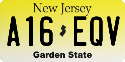 NJ license plate A16EQV