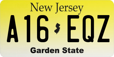 NJ license plate A16EQZ