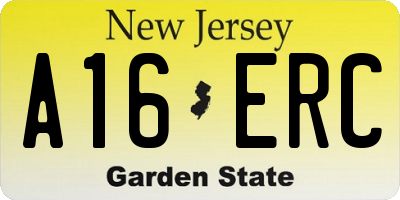NJ license plate A16ERC