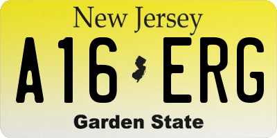 NJ license plate A16ERG