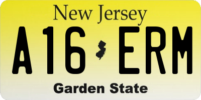 NJ license plate A16ERM