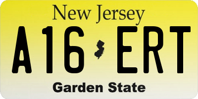 NJ license plate A16ERT