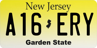 NJ license plate A16ERY
