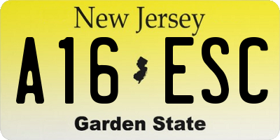 NJ license plate A16ESC