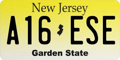 NJ license plate A16ESE