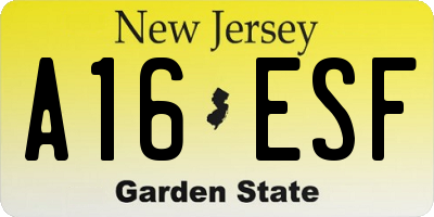 NJ license plate A16ESF
