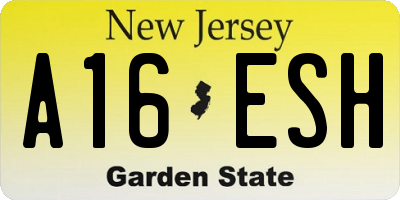 NJ license plate A16ESH
